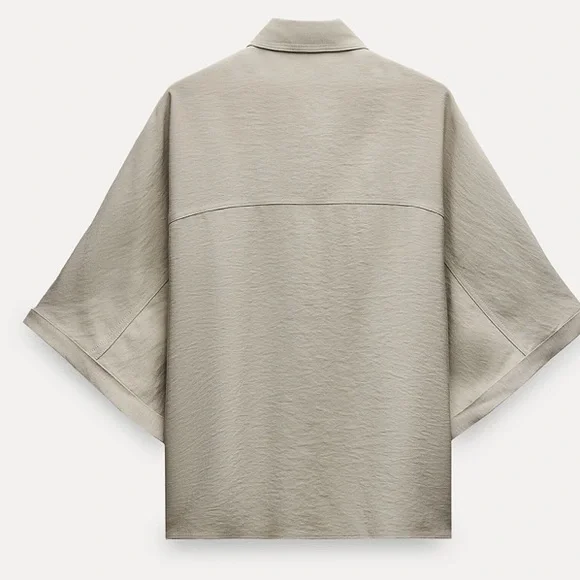 ZARA NEW WOMAN SS24 MINK ZW COLLECTION OVERSIZE SHIRT - Picture 8 of 10